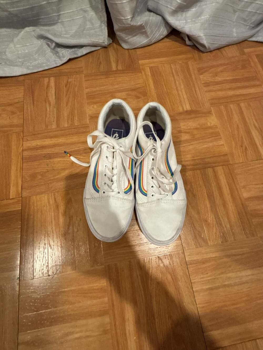 Vans Old Skool White Rainbow Skate Shoes Sneakers